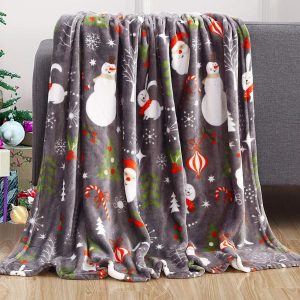 New Elegant Comfort Velvet Touch Ultra Plush Christmas Holiday Printed Fleece Throw-Blanket