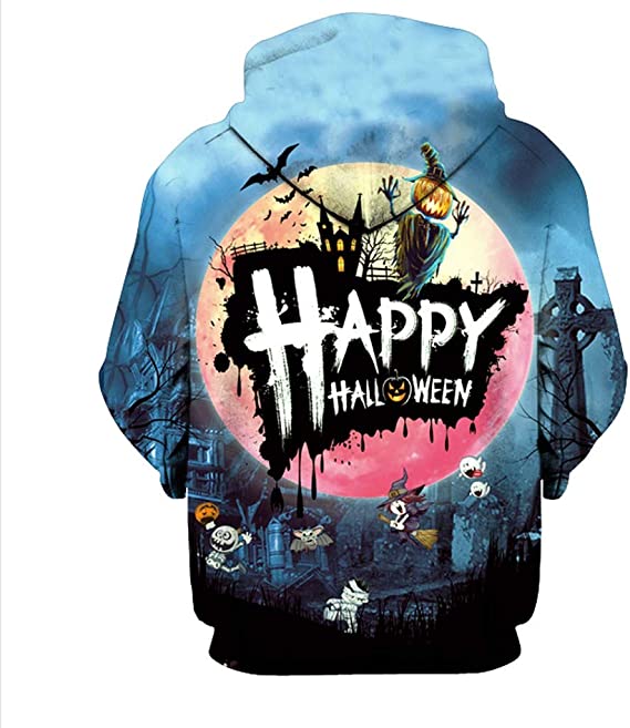 Best Men Halloween 3D Printed Hoodies Sweatshirt Coat, Male Plus Size  Casual Pocket T-shirt Blouse