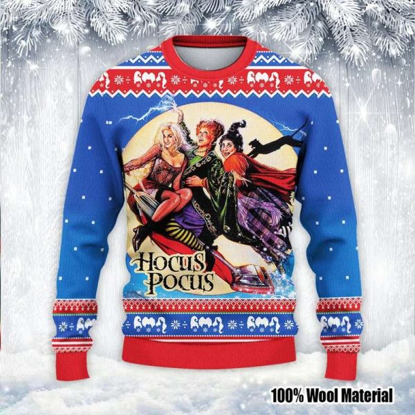 3 Witches Sanderson Sisters Black Cat Christmas Sweater