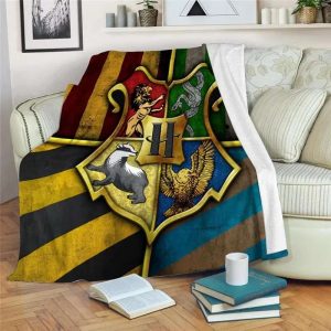 4 House Of Harry Potter Logo Plush Blanket