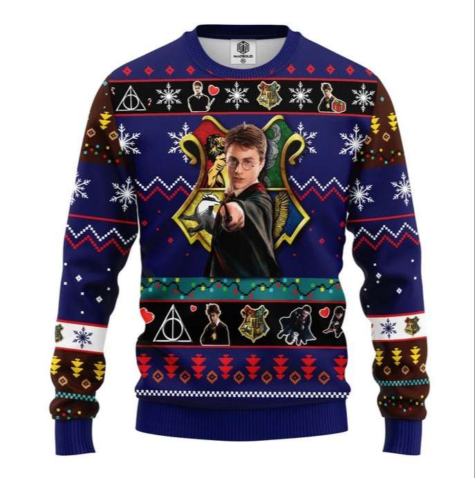 Harry Potter Wand Spells Knitting Ugly Sweater 1