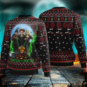 Hocus Pocus 3 Witches Magic Cauldron Pumkpin Halloween Ugly Sweater