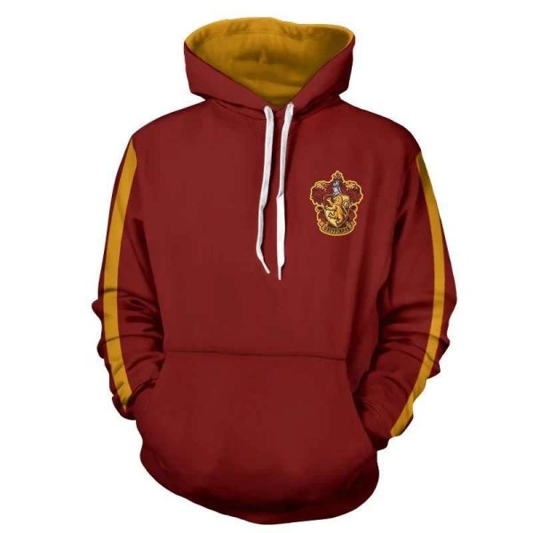 Hogwarts Gryffindor Red Harry Potter Movie 3D Hoodie
