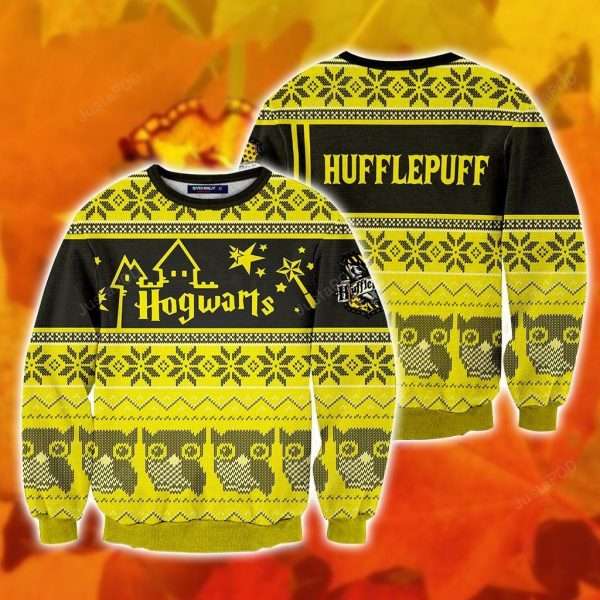 Hogwarts Hufflepuff Owl Harry Potter Ugly Sweater 1
