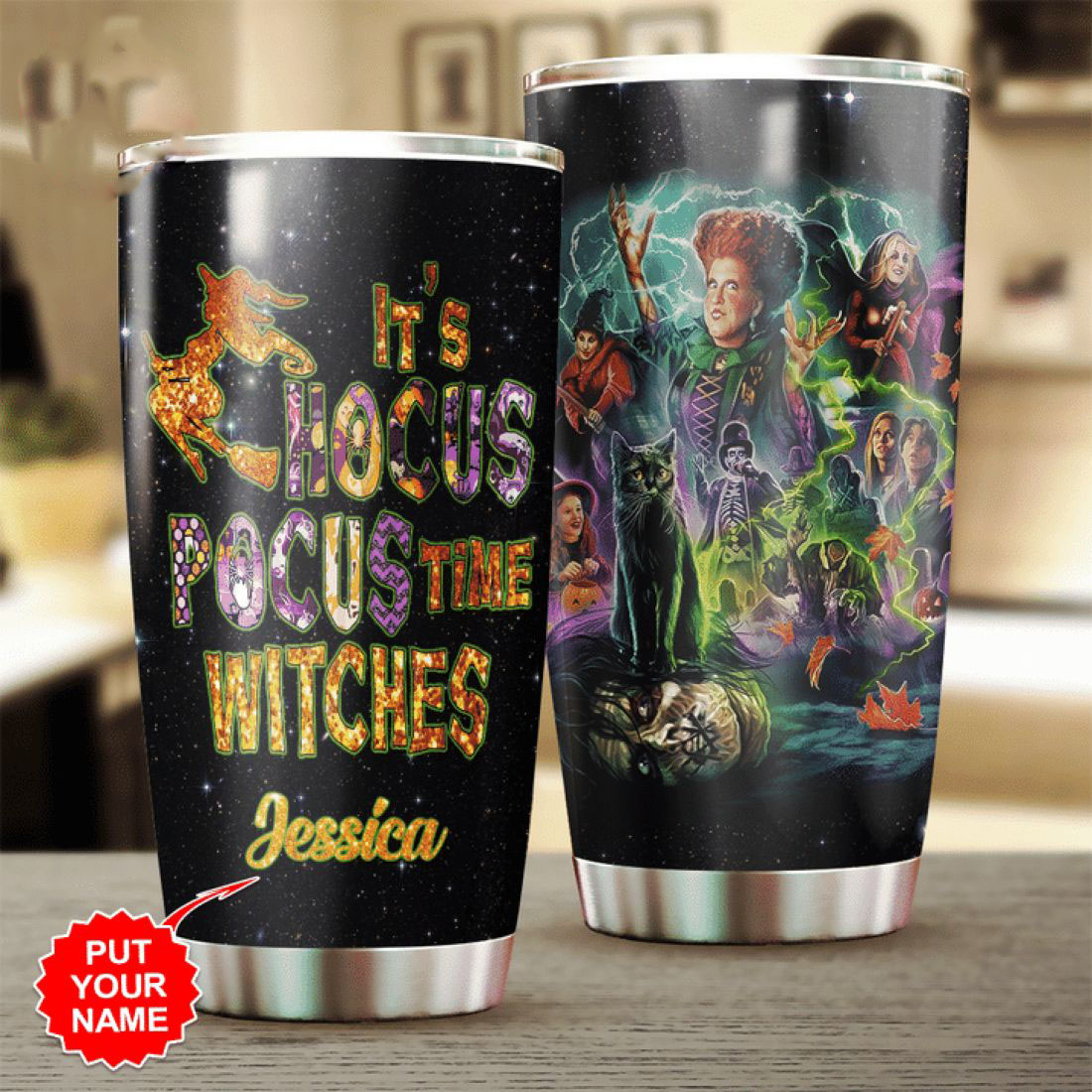 Personalize Halloween Sanderson Sisters It's Hocus Pocus Time Witches Tumbler