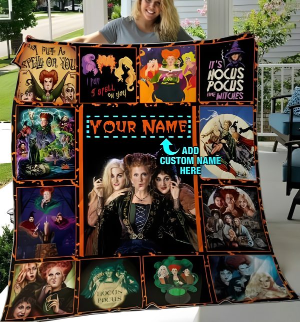 Personalized It’s Hocus Pocus Time Witches Halloween Sanderson Sisters Blanket