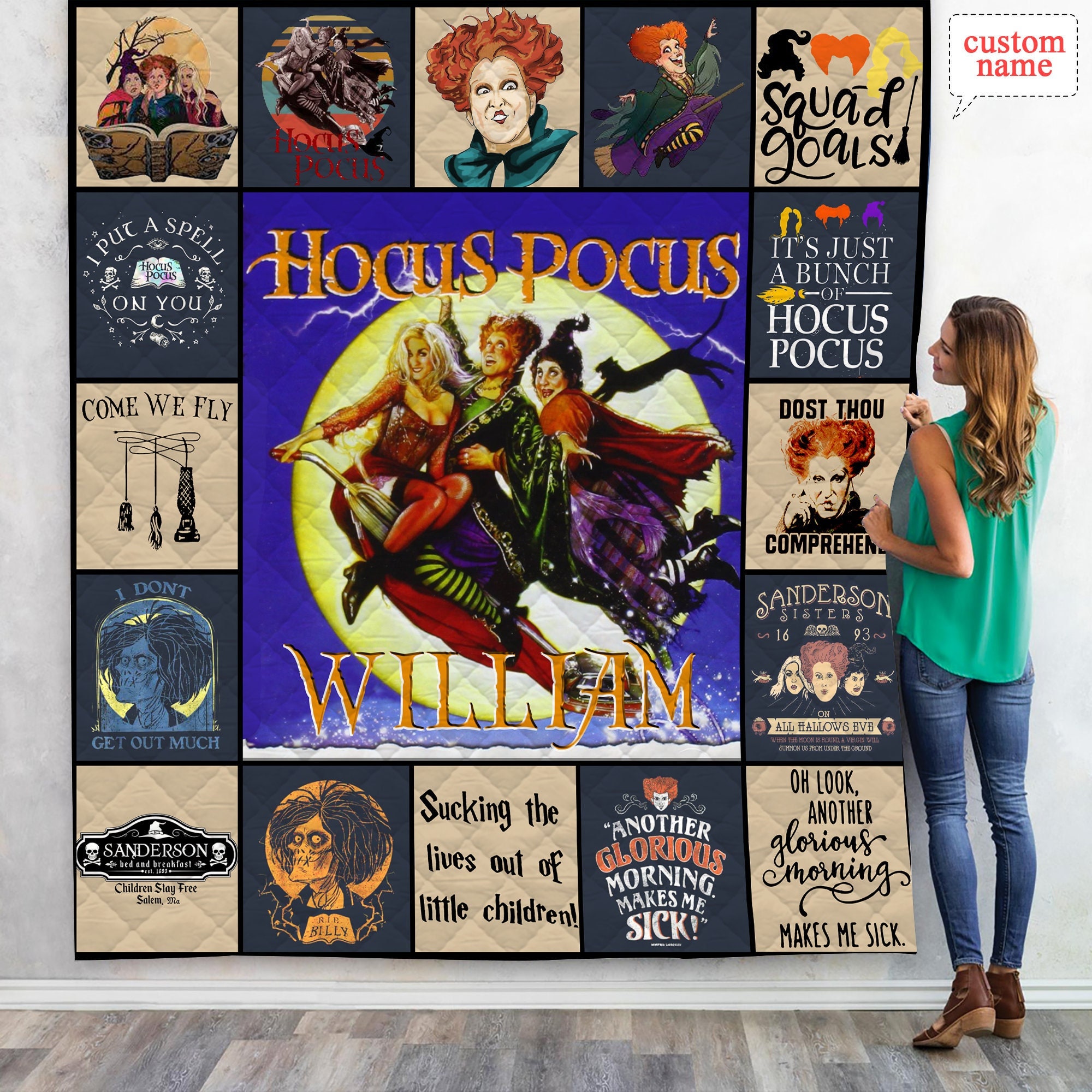 Personalized It's Just a Bunch of Hocus Pocus 3 Witches Blanket