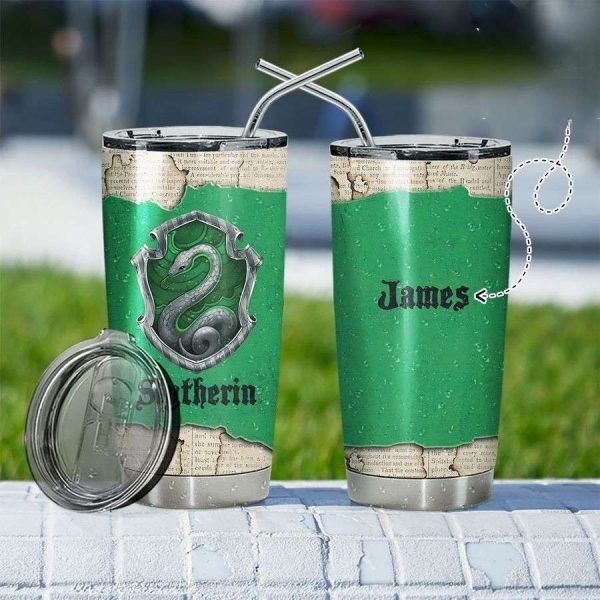 Slytherin Emblem Snake Tumbler, Personalized Harry Potter Gifts
