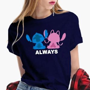 Always Together Cute Stitch And Angel Disney Couples T-shirt