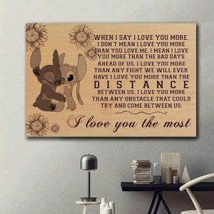 Angel Stitch Disney Poster, I Love You The Most Couples Canvas