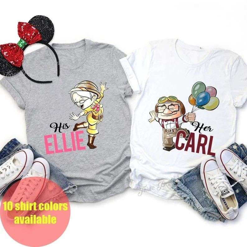 silhuet Kosciuszko område Carl And Ellie Old Funny Disney Couples T-shirt