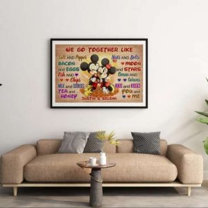 Disney Mickey And Minnie Mouse Canvas We Go Together Like Personalized Couples Poster