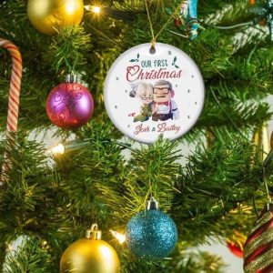 First Christmas Married Carl and Ellie Personalized Couples Christmas Ornaments