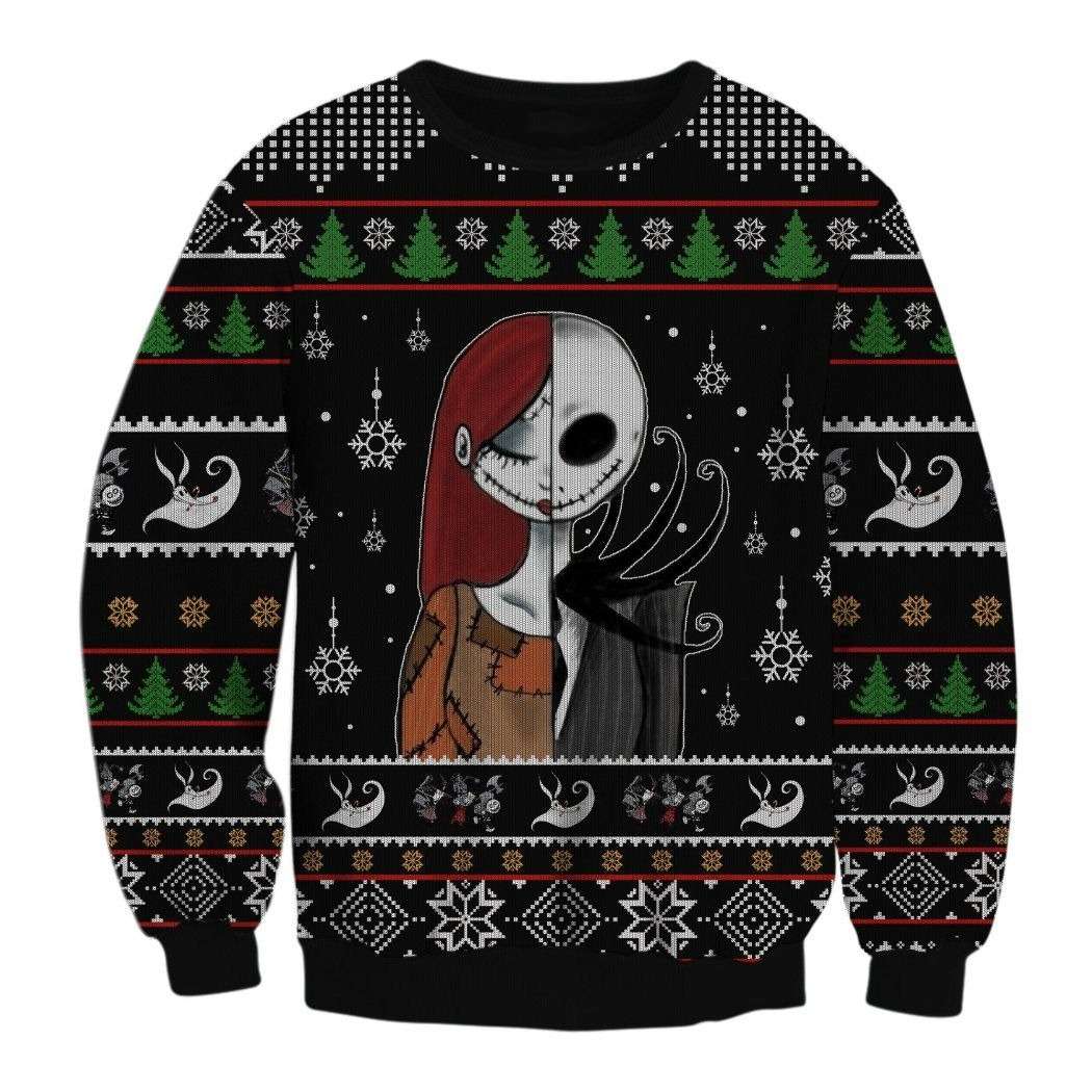 Half Jack Half Sally The Nightmare Before Christmas Funny Couples Ugly Christmas Sweaters