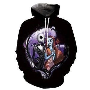 In Love Heart Jack And Sally Couple Hoodie