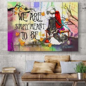 Jack Sally And Zero Poster We re Simply Meant To Be Watercolor Personalized Couples Canvas
