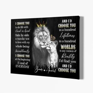 King And Queen Lion Poster I Choose You Couples Canvas Custom Couples Gifts 1