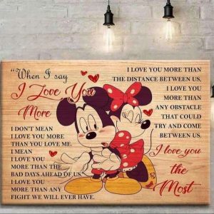 Mickey And Minnie Cute Canvas I Love You The Most Personalized Couples Poster