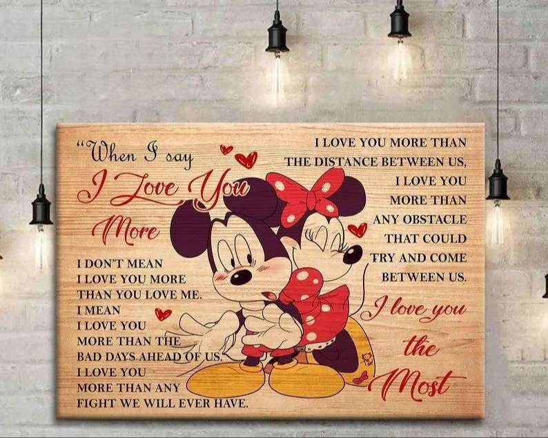 Mickey And Minnie Cute Canvas I Love You The Most Personalized Couples Poster 1