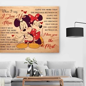Mickey And Minnie Cute Canvas I Love You The Most Personalized Couples  Poster