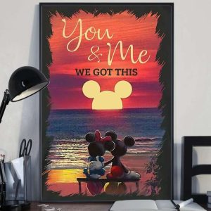 Mickey And Minnie Painting Poster Sunset You And Me We Got This Couples Canvas 1
