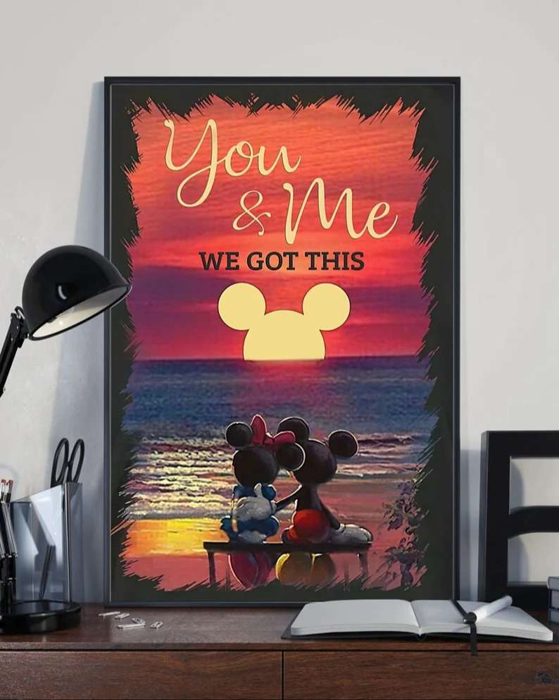 Mickey And Minnie Painting Poster Sunset You And Me We Got This Couples Canvas