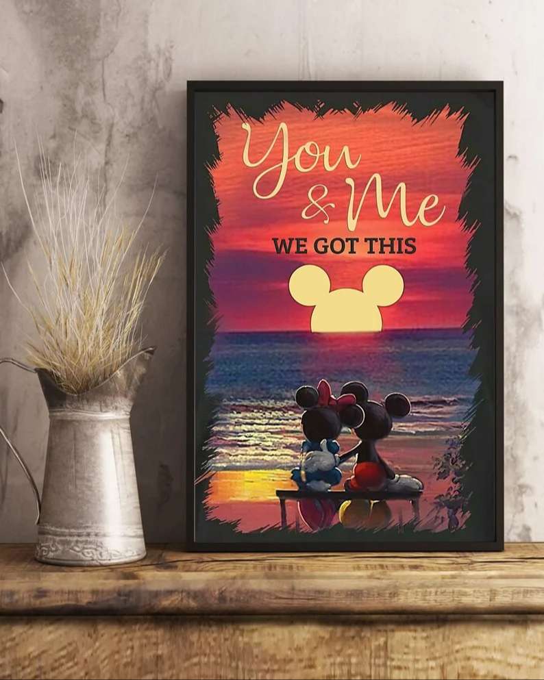 Mickey And Minnie Painting Poster Sunset You And Me We Got This Couples Canvas