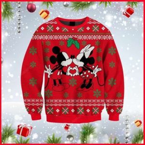 Minnie Kissing Mickey Disney Funny Couples Ugly Christmas Sweaters