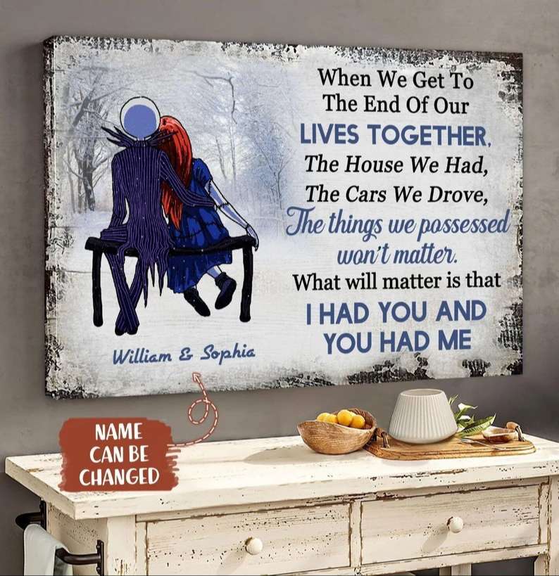 Nightmare Before Christmas Canvas Painting Personalized Couples Canvas 1