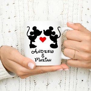 Personalised Mickey Mouse And Minnie Mouse Kissing Couples Coffee Mug