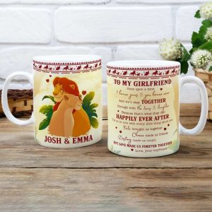 Personalised To My Girlfriend Lion King Simba And Nala Couples Coffee Mug