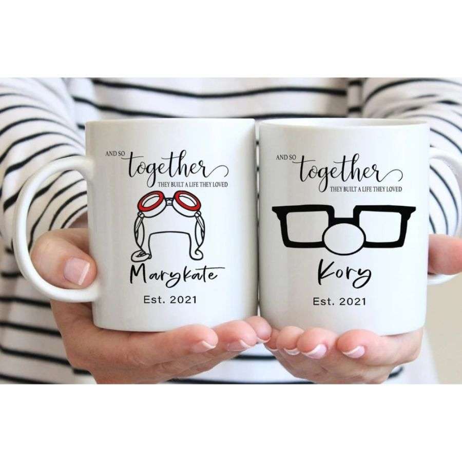 Personalized And Together They Built A Life They Loved Carl and Ellie Couple Coffee Mugs