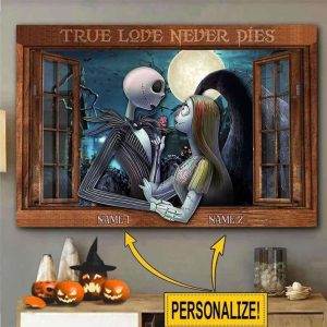 Personalized Disneyland Jack And Sally Poster True Love Never Die Couples Canvas