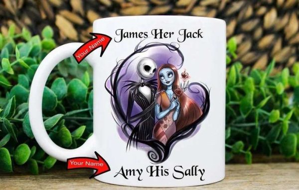 Personalized His And Hers Cup, Disney Jack Sally Couples Coffee Mug