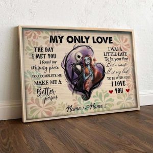 Personalized Jack Skellington X Sally Canvas Cool Gifts For Couples