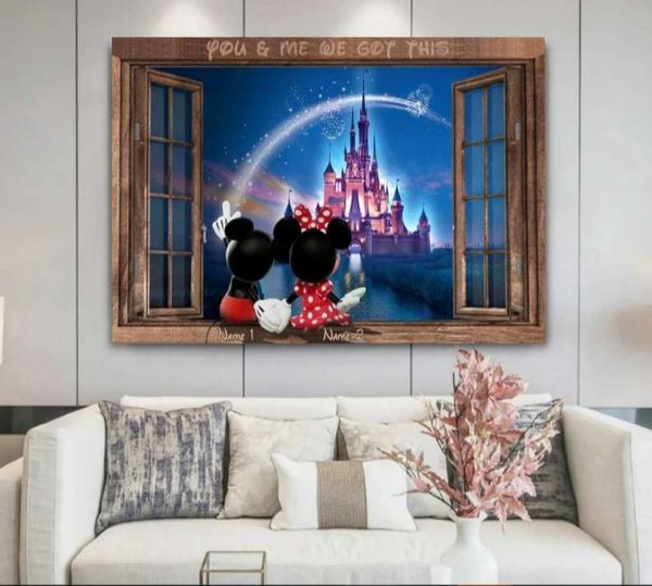 Personalized Mickey And Minnie Gift Poster, You And Me We Got This Custom Couples Canvas