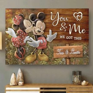 Personalized Mickey And Minnie Mouse Kissing Poster, You And Me We Got This Couples Canvas