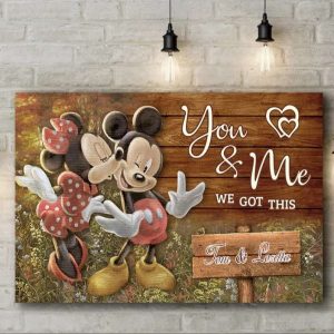 Personalized Mickey And Minnie Mouse Kissing Poster You And Me We Got This Couples Canvas 2