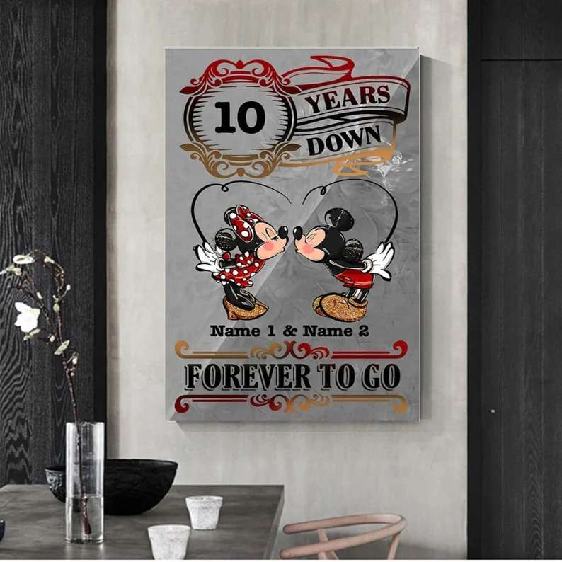 Personalized Mickey Mouse Couples Poster Wedding Anniversary Gfts For Couples Canvas 1