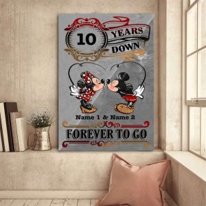 Personalized Mickey Mouse Couples Poster Wedding Anniversary Gfts For Couples Canvas 2