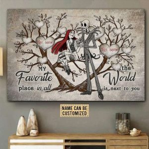 Personalized Nightmare Before Christmas Gifts For Her Couples Canvas