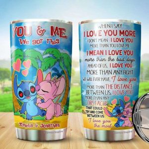 Personalized Stitch And Angel Disney Cute You And Me We Got This Couples Tumbler