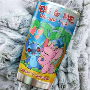 Personalized Stitch And Angel Disney Cute You And Me We Got This Couples Tumbler 2