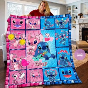 Personalized Stitch Girlfriend Angel Couples Blanket