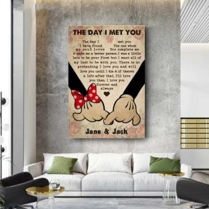 Personalized The Day I Met You Poster Mickey Minnie Love Couples Canvas 2