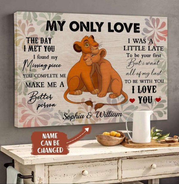 Personalized To My Lover Quotes Simba Nala Canvas Couples Poster