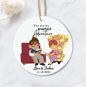 Reading Books Together Pixar Up Carl And Ellie Personalized Couples Christmas Ornaments