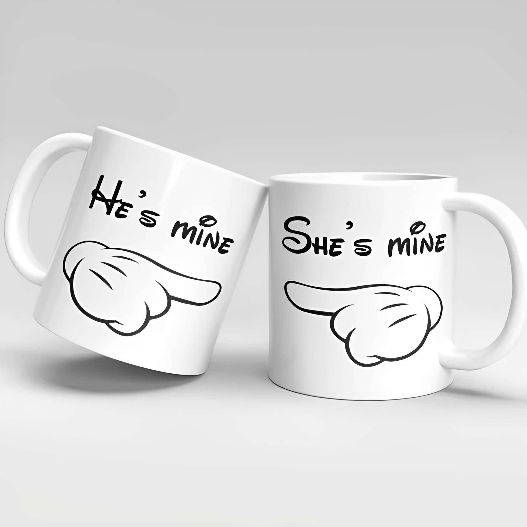 She Is Mine And He Is Mine Cute Hand Mickey And Minnie Couple Coffee Mugs
