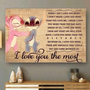 Stitch Couples Canvas I Love You The Most Couples Poster