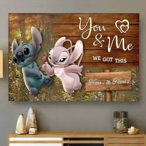 Stitch With Angel Heart Kiss Canvas You And Me We Got This Couples Poster 1